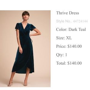 NWT BHLDN Dark Teal Velvet Wrap Midi Dress XL